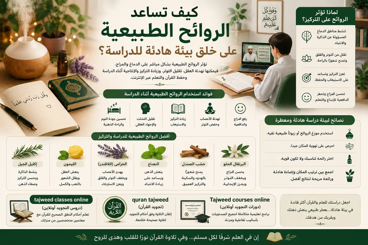 كيف تساعد الروائح الطبيعية على خلق بيئة هادئة للدراسة؟