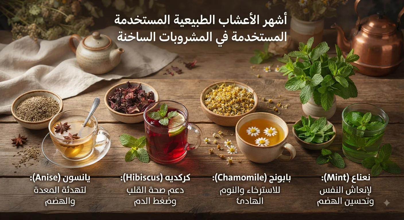 أشهر الأعشاب الطبيعية المستخدمة في المشروبات الساخنة