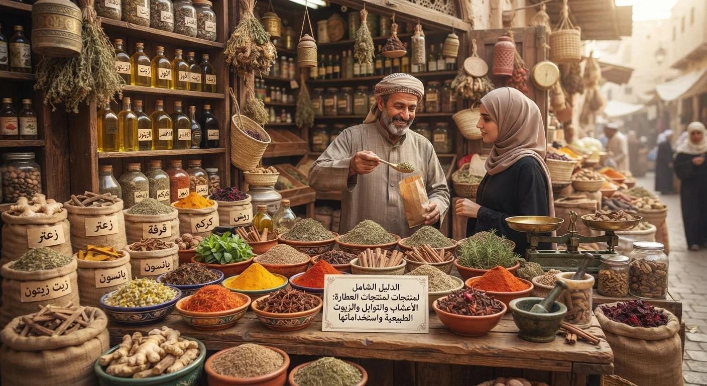 الدليل الشامل لمنتجات العطارة: الأعشاب والتوابل والزيوت الطبيعية واستخداماتها